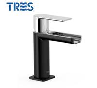 Mitigeur lavabo robinet cascade Noir Chrome - TRES 20011001NE