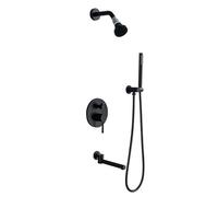 Mitigeur Lavabo Salle de Bain Robinet de Douche Encastré à 3 Fonctions avec Sortie Et Douche à Effet Pluie Rotative à 360° Robinet de Salle de Bain Or Brossé