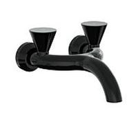 Mitigeur lavabo VitrA Liquid à deux poignées A4274839, saillie 240 mm, fixation murale, noir brillant