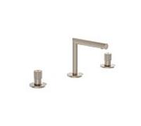 Mitigeur lavabo VitrA Origin à deux poignées A4258334, saillie 127 mm, sans bonde, montage trois trous, nickel brossé