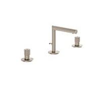 Mitigeur lavabo VitrA Origin à deux poignées A4259534, saillie de 127 mm, avec bonde, montage trois trous, nickel brossé