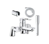 Mitigeur mécanique Start Loop avec colonnettes + Douchette 1 jet Vitalio Get Stick + Flexible 1750 mm et support