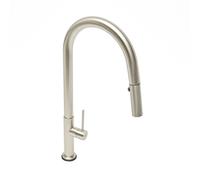 Mitigeur monocommande avec douchette extractible et bras pivotant, 2 jets, Aspect acier inox