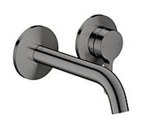 Mitigeur monocommande AXOR hansgrohe One mitigeur lavabo 48170330 encastré pour montage mural avec poignée à levier et bec 160 mm, chrome noir poli