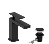 Mitigeur monocommande de lavabo hansgrohe Tecturis E 110, portée 144 mm, avec vidage, CoolStart, EcoSmart+, 73014670, Couleur: noir mat