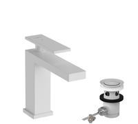 Mitigeur monocommande de lavabo hansgrohe Tecturis E 110, portée 144 mm, avec vidage, CoolStart, EcoSmart+, 73014700, Couleur: Blanc mat