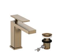 Mitigeur monocommande de lavabo hansgrohe Tecturis E 110, portée 144 mm, avec vidage, CoolStart, EcoSmart+, 73014140, Couleur: Bronze brossé