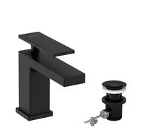 Mitigeur monocommande de lavabo hansgrohe Tecturis E 80, portée 122 mm, avec vidage, EcoSmart+, 73002670, Couleur: noir mat