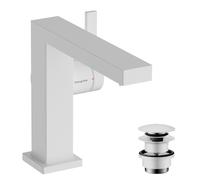 Mitigeur monocommande de lavabo hansgrohe Tecturis E Fine 110, portée 155 mm, garniture d'écoulement PUSH, CoolStart, EcoSmart+, 73020700, Couleur: Blanc mat