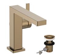 Mitigeur monocommande de lavabo hansgrohe Tecturis E Fine 110, portée 155 mm, gicleur à tige, CoolStart, EcoSmart+, 73023140, Couleur: Bronze brossé