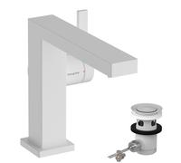 Mitigeur monocommande de lavabo hansgrohe Tecturis E Fine 110, portée 155 mm, gicleur à tige, CoolStart, EcoSmart+, 73023700, Couleur: Blanc mat