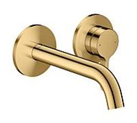 Mitigeur monocommande hansgrohe AXOR One mitigeur lavabo 48170990 encastré pour montage mural avec poignée à levier et bec 160 mm, aspect or poli