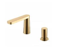 Mitigeur Monocommande Lavabo 2 Trous Or Brossé Robinet Salle Bain en Laiton Robinet Lave Main Chaud et Froid