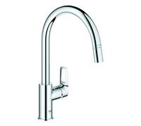 Grohe BauLoop Mitigeur de cuisine - bec en forme C - mousseur extractible - Chrome 30543000