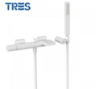Mitigeur mural bain et douche avec cascade Project Colors Blanc Mat - TRES 21117001BM