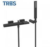 Mitigeur mural bain et douche avec cascade Project Colors Noir Mat - TRES 21117001NM