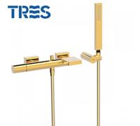 Mitigeur mural bain et douche avec cascade Project Colors Or 24K - TRES 21117001OR