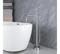 Mitigeur pour Baignoire ilot Monocommande Rotation 360° Robinet Baignoire avec Douchette Sur Pied,chrome