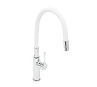 Mitigeur pour évier de cuisine, bec flexible en silicone, aérateur Neoperl®, cartouche en céramique, blanc/chrome (SATBSD290B)