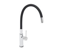 Mitigeur pour évier de cuisine, bec flexible en silicone, aérateur Neoperl®, cartouche en céramique, noir/chrome (SATBSD290C)