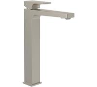 Mitigeur pour lavabo surélevé Villeroy & Boch Architectura Square, robinet avec bonde à poussoir, robinet de lavabo à économie d'eau, hauteur de bec 258 mm, rectangulaire, nickelé brossé mat