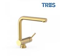 Robinet mitigeur pour évier avec bec rabattable et finition de couleur or mat TRES