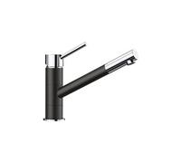 mitigeur, robinet cuisine, bec droit orientable 360ø, blanco kano, chromé et noir, robinetterie cartouche céramique