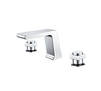 Mitigeur Robinet de Baignoire à 3 Trous à Grand débit, robinets de Baignoire en Laiton et cuivre, Robinet de Remplissage à Deux poignées chromées, mélangeur de lavabo Cascade à Montage sur Pont,