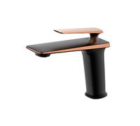 Mitigeur Robinet de lavabo Nord Eau Chaude et Froide Noir Mat Robinet de lavabo monotrou de Luxe à poignée Unique Robinet de ménage Accessoires de Salle de Bain Noyau de Valve en céramique (Taille: B)
