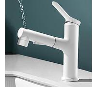 Mitigeur Salle de Bain Extractible 3 Modes Robinet lavabo avec Douchette Extractible pour Salle de Bain,Blanc