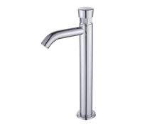 Mitigeur Salle de Bain Haut chromé Robinet Lave Main Eau Froide Poignée Temporisée Mitigeur pour Vasque à Poser laiton,Chromé
