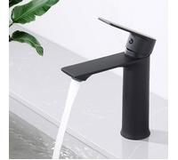 Mitigeur Salle de Bain Noir - Robinet Lavabo avec Mousseur Démontable et Poignée Carrée - HOMELODY