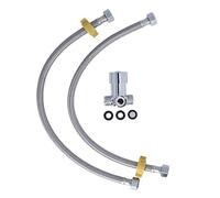 Mitigeur Thermostatique à Filetage G1/2, Vanne Trempée pour Bassins de Cuisine, Vanne Trempée de Mélange D'eau Chaude et Froide en Acier Inoxydable avec Deux Tuyaux pour Robinet de Commande à Pédale