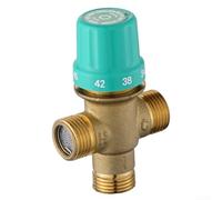 Mitigeur thermostatique à trois voies en cuivre - Régulateur de température d'eau chaude et froide 1/2" pour systèmes de chauffage et usage domestique, 20-65 °C, filtre + arrêt (A)