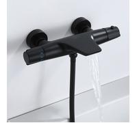 Mitigeur Thermostatique de Baignoire Cascade Noir HOMELODY - Sécurité 40°C - Laiton Design Elégant