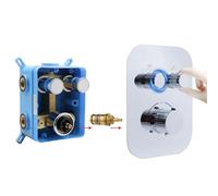 Mitigeur thermostatique de douche amélioré, inverseur de douche à 2 voies, mitigeur encastré en laiton à double fonction permettant de contrôler simultanément le débit et l'ouverture/fermeture de l'