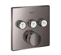 Grohe Smartcontrol jeu de finition 29126A00 graphite dur, carré, thermostat dissimulé, 3 vannes d'arrêt
