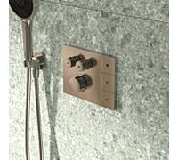 Mitigeur thermostatique encastré Ideal Standard Ceratherm avec sélecteur de douche Navigo® A7894GN en coloris Silver Storm ; compatible avec les pommeaux de douche télécommandés.