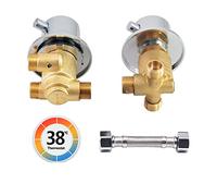 Mitigeur Thermostatique Robinet De Douche, 2/3/4 Voie Laiton Mitigeur Cabine De Douche Filetage/Intubation Aves Cartouche En Céramique, Pour Cabine Ou Hammam, G1/2" Screw 2 Way