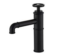 Mitigeur Vasque Robinet Fengshui Industriel Tout En Cuivre Noir, Robinet De Lavabo Rétro Rouge Chaud Et Froid, Robinet De Lavabo De Comptoir, Noir Court