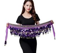 MITINGER Ceinture Danse Orientale Accessoires de Danseuse, Nouveau Style, chaîne de Taille de Danse du Ventre, écharpe de Hanche, pièces de Monnaie de Danse du Ventre, Ceinture de Danse(Purple)