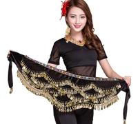 MITINGER Ceinture Danse Orientale Chaînes de Taille for Danse du Ventre, chaînes de Taille for Spectacle de Danse Indienne, chaînes de Taille for entraînement et Spectacle de Diamants colorés(Black)