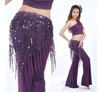MITINGER Ceinture Danse Orientale Costumes de Danse du Ventre Sequins Tassel Belly Dance Foulard de la Hanche pour Femme Ceinture de Danse du Ventre(Purple)