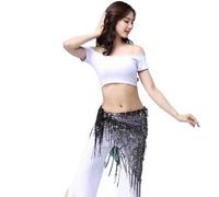 MITINGER Ceinture Danse Orientale Costumes de Danse du Ventre Sequins Tassel Belly Dance Foulard de la Hanche pour Femme Ceinture de Danse du Ventre(Black Gold)