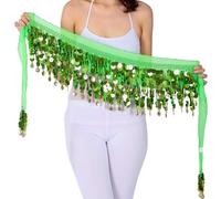 MITINGER Ceinture Danse Orientale Foulard de Danse du Ventre, Jupe Portefeuille à Paillettes Scintillantes, Costumes de Danseuse du Ventre for Femmes(Green)