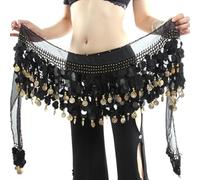 MITINGER Ceinture Danse Orientale Foulard de Danse du Ventre, Jupe Portefeuille à Paillettes Scintillantes, Costumes de Danseuse du Ventre for Femmes(Black)