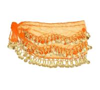 MITINGER Ceinture Danse Orientale Foulard de Danse du Ventre, Jupe Portefeuille for Costume de Danse du Ventre for Femme, for Cours de Danse ou de Yoga, Rose Rouge(Orange)