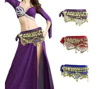 MITINGER Ceinture Danse Orientale Foulards de Danse du Ventre, Jupes de Hanche de Danse du Ventre for Femmes, Ceinture de Danse du Ventre, Costume de Cosplay d'halloween,(Red+Blue+Purple)