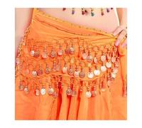 MITINGER Ceinture Danse Orientale Jupe de Danseuse for Femmes, écharpe de Hanche, Ceinture Ajustable, Spectacle féminin, Paillettes, Glands, Costumes(Orange)
