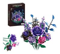 MITIZBLOX Coffret Construction Bouquet Botanique, Collection de Roses Artificielles, Décoration et Cadeaux pour Saint-Valentin/Fête des Mères, pour Filles, Femmes, Adultes et Enfants 6+